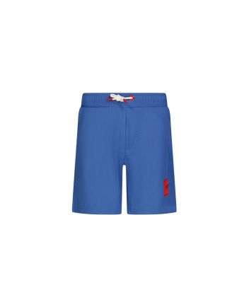 Boys Blue Logo Print Swim Shorts