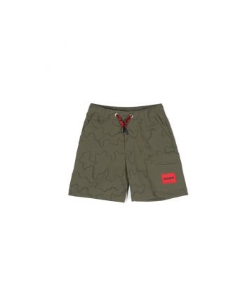 Boys Khaki Green Cotton Shorts