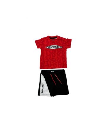 Boys Red & Black Cotton Short Set