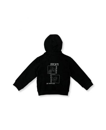 Boys Black Logo Print Zip-Up Hoodie