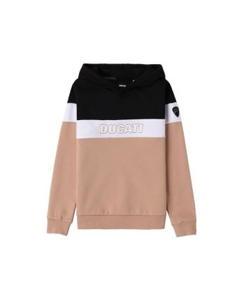 Boys Black & Beige Logo Print Hoodie
