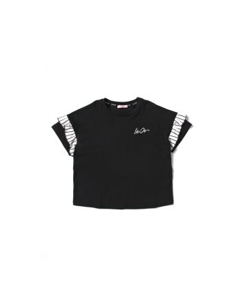 Girls Black Cotton T-Shirt