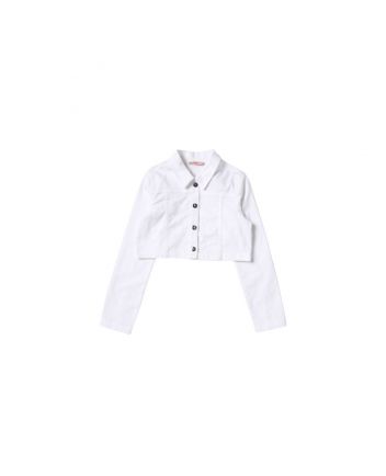 Girls White Denim Jacket