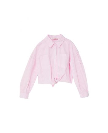 Girls Pink Striped Cotton Shirt
