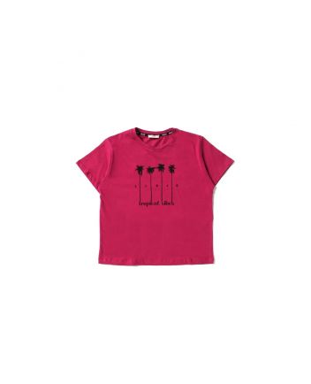 Girls Pink Cotton Half Sleeves T-Shirt