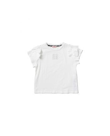 Girls White Cotton Logo T-Shirt