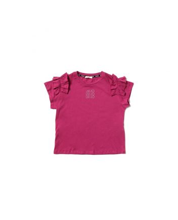 Girls Pink Cotton Logo T-Shirt
