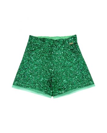 Girls Green Sequin-Embellished Shorts