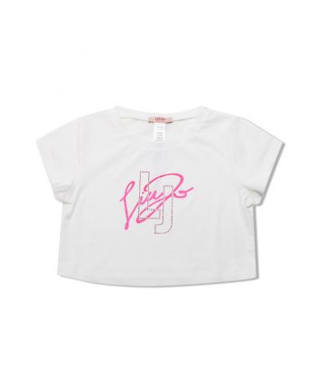 Girls White Gemstones Logo T-Shirt