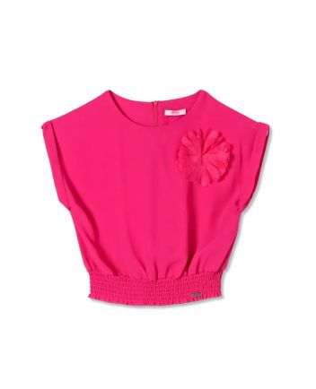 Girls Pink Flower Patch Top
