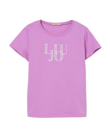 Girls Purple Rhinestone-Logo T-Shirt