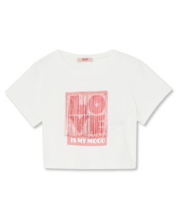Girls White Lettering-Print T-Shirt