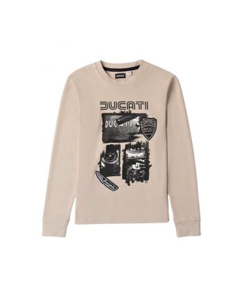 Boys Cream Graphic-Print Cotton T-Shirt