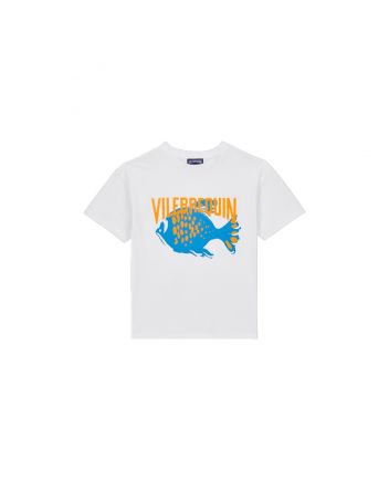 Boys White VBQ Fish Print T-Shirt