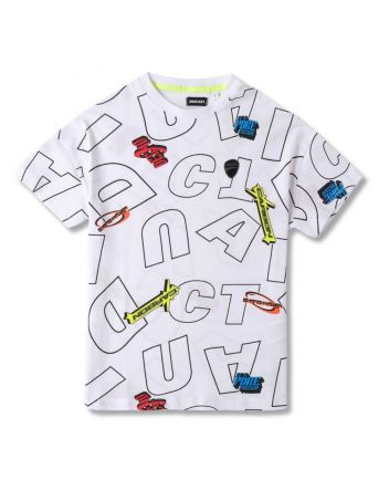Boys White Outline Graphic T-shirt