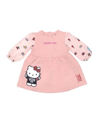 Pink Dress For Baby Girl With Hello Kitty And Logo