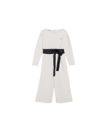 White Logo Jumpsuit Dress For Girl