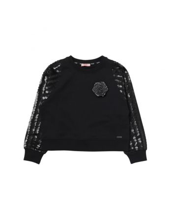 Girls Black Cotton Sweatshirt