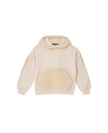 Girls Cream Sweatshirt With Teddy Details