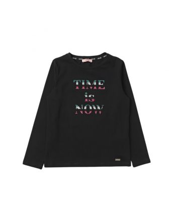 Girls Black Full Sleeves T-Shirt