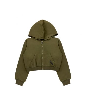 Girls Green Rubberised-Logo Zip-Up Hoodie