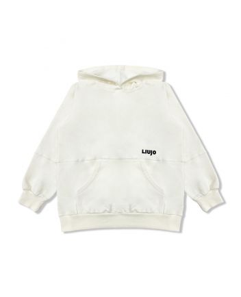 Girls Ivory Rubberised-Logo Hoodie