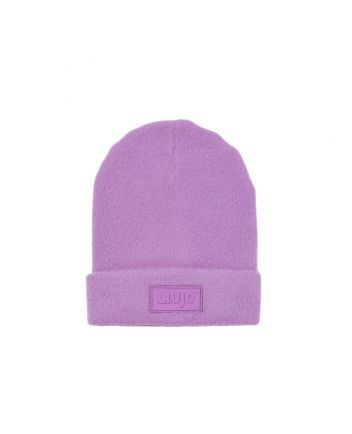 Girls Purple Applique-Logo Beanie Hat