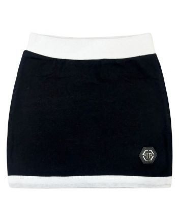 Girls Black Logo-Patch Mini Skirt