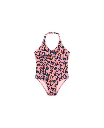 Girls Pink Turtle Leopard Swimsuit