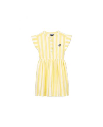 Girls Yellow & White Stripes Dress
