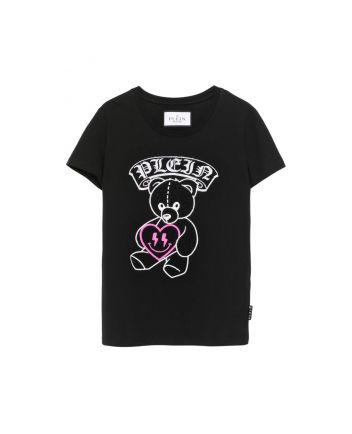 Girls Black Rhinestoned-Teddy T-shirt