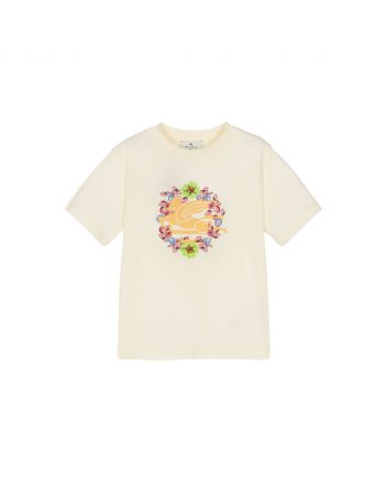 Girls Ivory Cotton Pegaso Logo T-Shirt