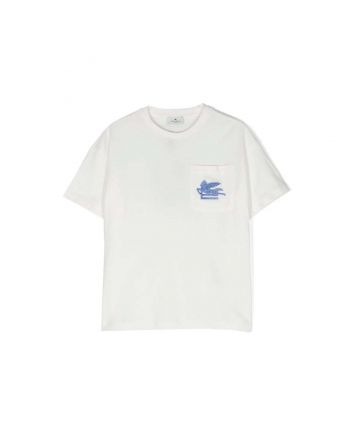 Boys White Pegaso-Motif Cotton T-shirt