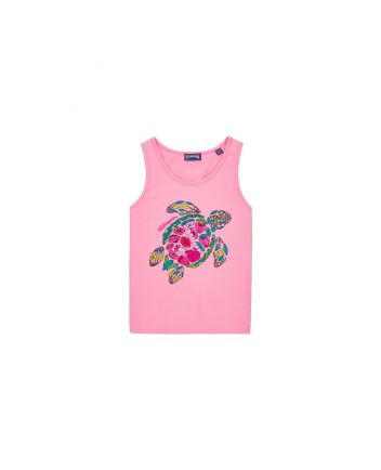 Girls Pink Printed Sleevless Top