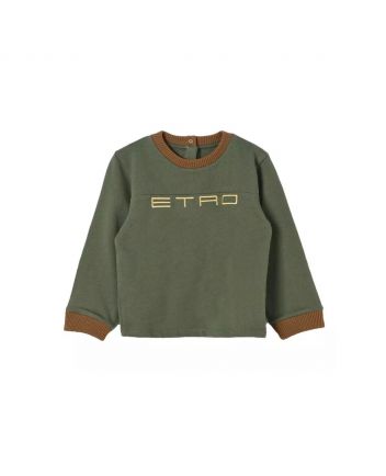 Baby Unisex Green Logo-Embroidered Sweatshirt