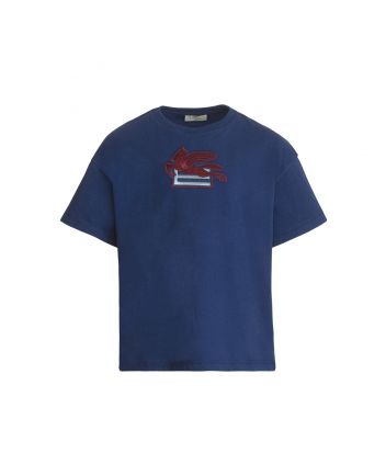 Boys Navy Blue Pegaso-Embroidery T-shirt