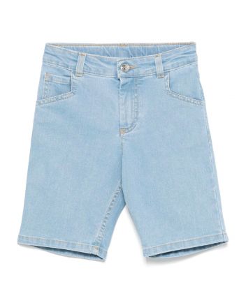 Boys Denim Blue Pegaso-Motif Shorts