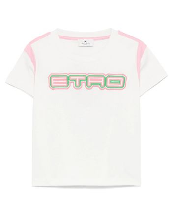 Baby Girls White Logo-Embroidered T-Shirt