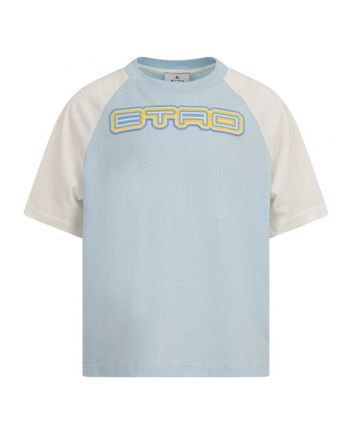 Boys Sky Blue Logo-Patch Cotton T-Shirt