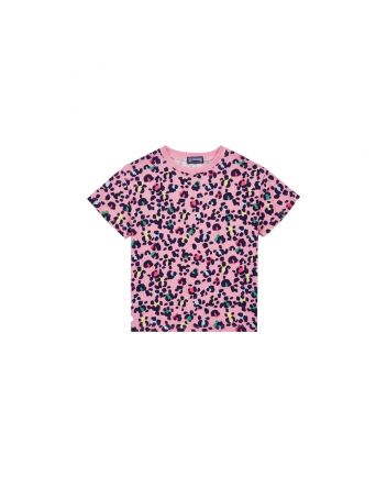 Girls Pink Printed Cotton T-Shirt