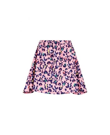 Girls Pink Printed Cotton Skirt