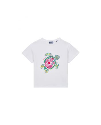 Girls White Provencal Turtle Print T-Shirt