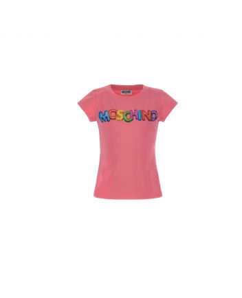 Girls Pink Cotton Logo T-Shirt
