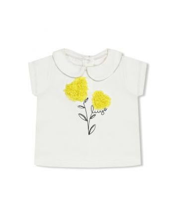 Baby Girls White Flower-Patch T-Shirt
