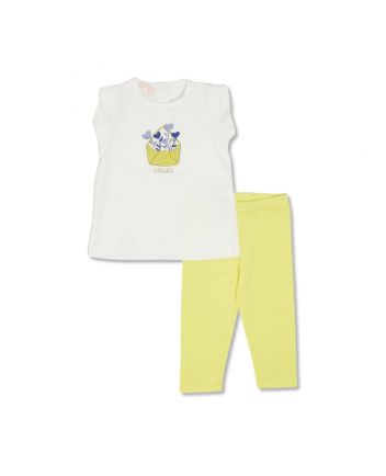 Baby Girls White & Yellow Cotton Leggings Set