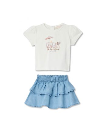 Baby Girls White & Blue Skirts Set
