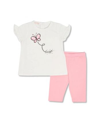 Baby Girls White & Pink Leggings Set