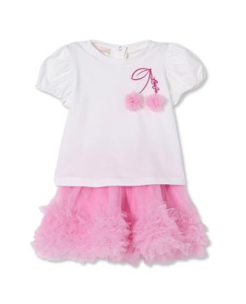 Baby Girls White & Pink Skirt Set