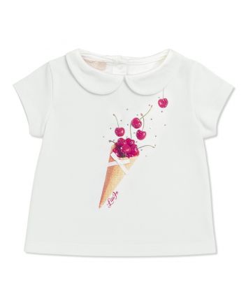 Baby Girl White Rhinestones-Graphic T-Shirt