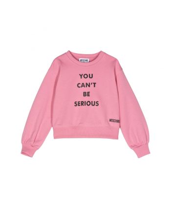 Girls Pink Slogan-Print Cotton Sweatshirt